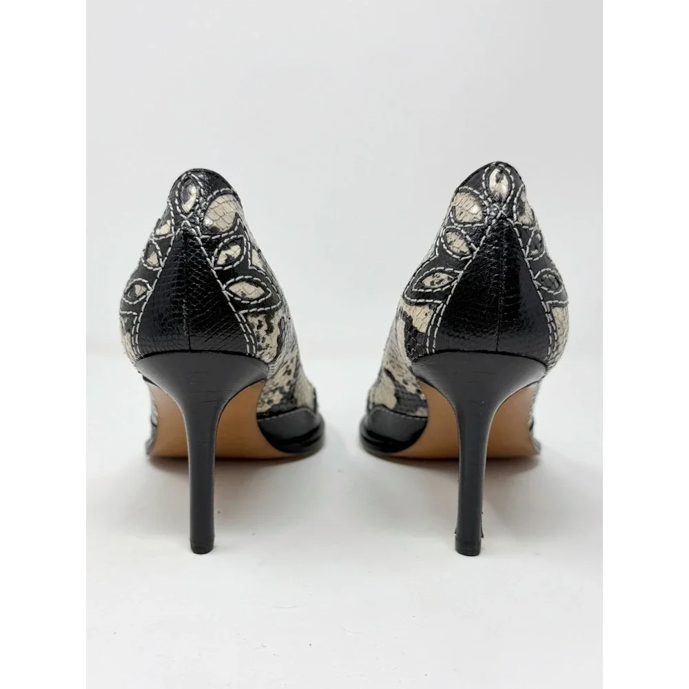 Vintage Dior Python‎ Pumps Black Ivory Y2K Galliano Pointed Toe Heels 37
